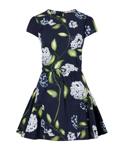 Oscar De La Renta Belted Tiered Floral-print Cotton-blend Poplin Mini Dress In Multi