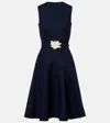 Oscar De La Renta Belted Wool-blend Midi Dress In Blue