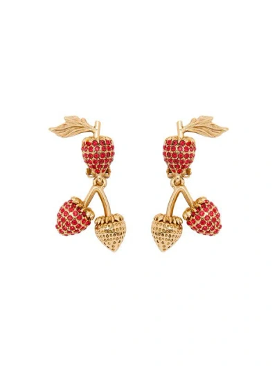 Oscar De La Renta Berry Branch Clip-on Earrings In Red