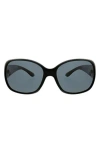 Oscar De La Renta Beveled Modern 62mm Rectangular Polarized Sunglasses In Black