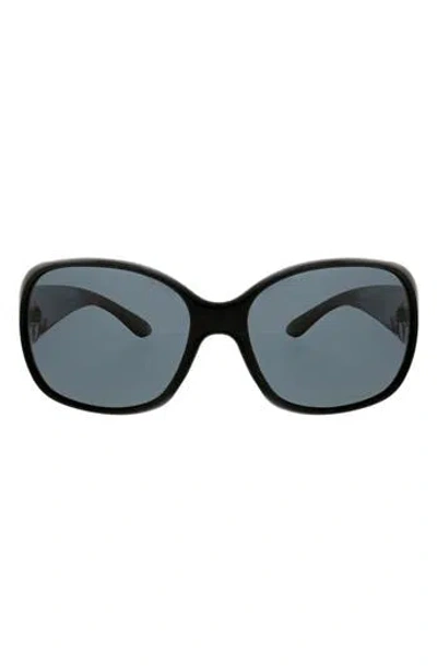 Oscar De La Renta Beveled Modern 62mm Rectangular Polarized Sunglasses In Black