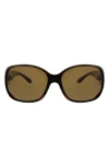 Oscar De La Renta Beveled Modern 62mm Rectangular Polarized Sunglasses In Tortoise