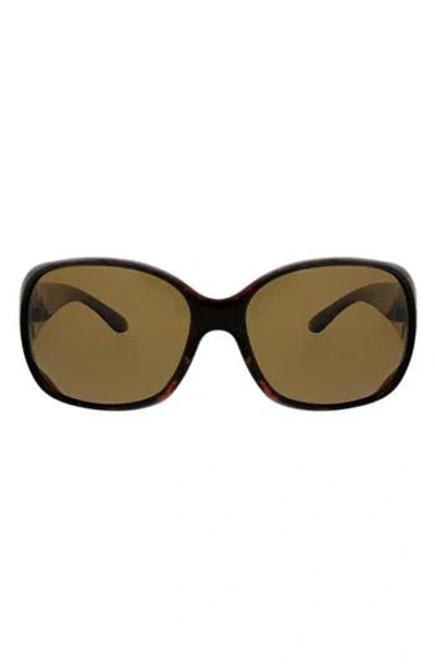 Oscar De La Renta Beveled Modern 62mm Rectangular Polarized Sunglasses In Tortoise