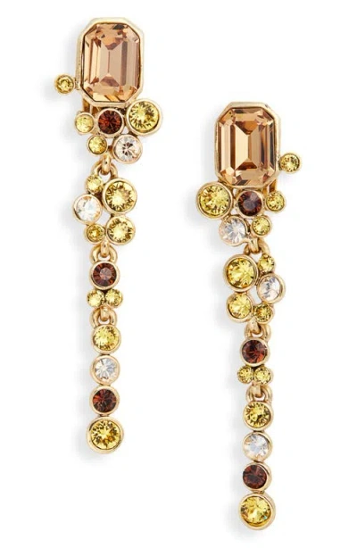 Oscar De La Renta Bezel Set Crystal Clip-on Drop Earrings In Topaz