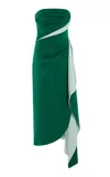 Oscar De La Renta Bi-colored Silk-georgette Midi Dress In Green