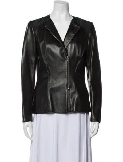 Pre-owned Oscar De La Renta Biker Jacket In Black