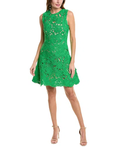 Oscar De La Renta Birdsnest Poppies A-line Dress In Green