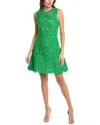 Oscar De La Renta Soutache Lace Sleeveless Dress In Green