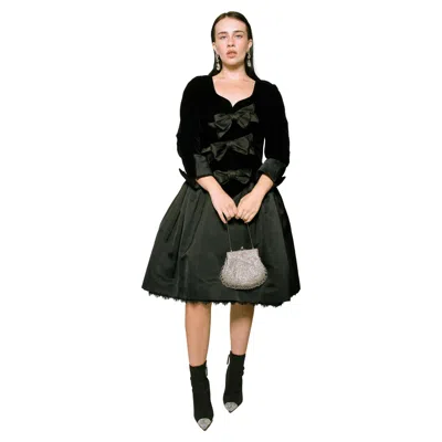 Pre-owned Oscar De La Renta Black Bow Cocktail Dress