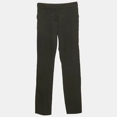 Pre-owned Oscar De La Renta Black Gabardine Wool Trousers Xs