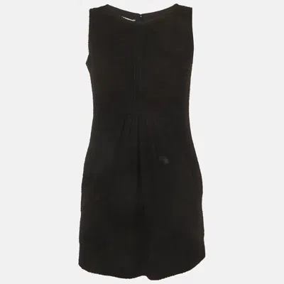 Pre-owned Oscar De La Renta Black Wool Blend Sleeveless Mini Dress S