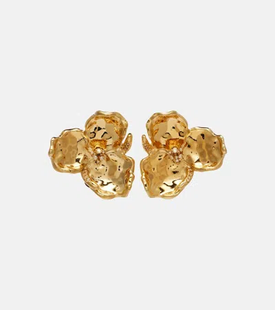 Oscar De La Renta Blossom Crystal-embellished Earrings In Gold