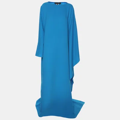 Pre-owned Oscar De La Renta Blue Silk Blend Kaftan Xl