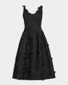 Oscar De La Renta Sleeveless Foxglove Lace Sweetheart-neck Gown In Black