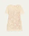 Oscar De La Renta Botanical Guipure Short-sleeve Mini Dress In Neutral