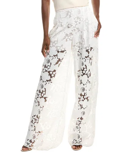 Oscar De La Renta Botanical Silk-lined Wide Leg Pant In Multi