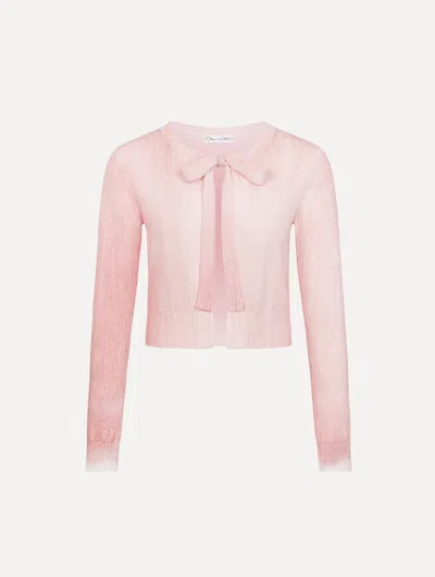Oscar De La Renta Botanical Tie-neck Cardigan In Pink