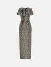 Oscar De La Renta Floral-detail Tweed Maxi Dress In Multi
