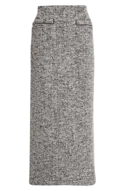 Oscar De La Renta Bouclé Jersey Knit Pencil Skirt In Gray