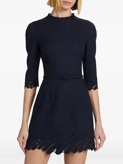 Oscar De La Renta Bouclé-lace Mini Dress In Blue