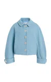 Oscar De La Renta Bouclé Tweed Jacket In Blue