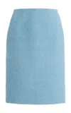 Oscar De La Renta Bouclé Tweed Knee-length Skirt In Blue