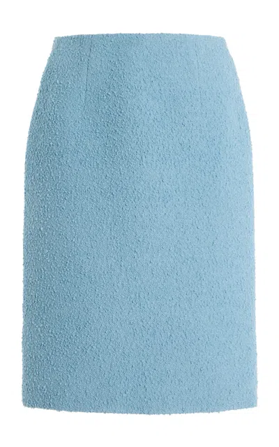 Oscar De La Renta Bouclé Tweed Knee-length Skirt In Blue