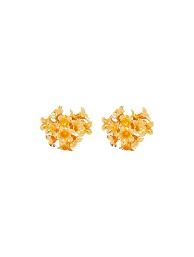 Oscar De La Renta Bouquet Button Earrings In Gold
