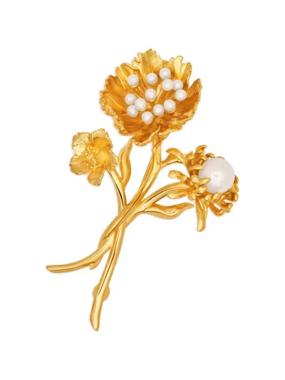Oscar De La Renta Bouquet Pearl-embellished Brooch In White