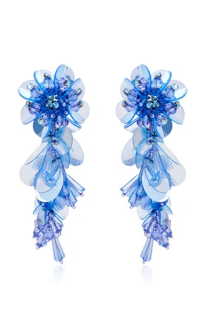 Oscar De La Renta Bouquet Tassel Drop Earrings In Blue