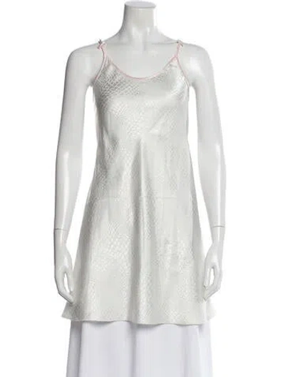Pre-owned Oscar De La Renta Bow Accents Nightgown In White