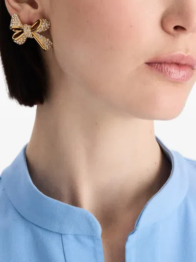 Oscar De La Renta Bow Crystal-embellished Earrings In Multi