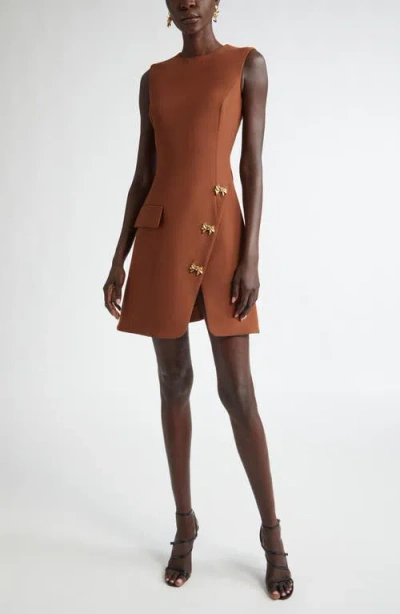 OSCAR DE LA RENTA OSCAR DE LA RENTA BOW DETAIL STRETCH WOOL BLEND DRESS