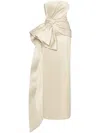 Oscar De La Renta Bow Detail Trumpet Gown In Neutrals