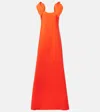 Oscar De La Renta Bow-detail Wool-blend Gown In Orange