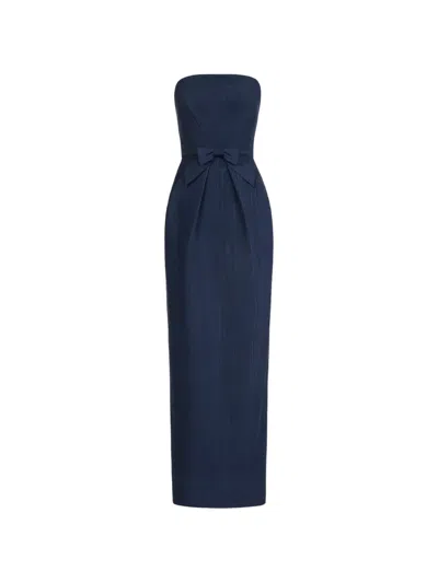 Oscar De La Renta Bow-detailed Column Gown In Blue