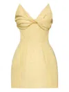 Oscar De La Renta Bow-detailed Faille Cocktail Dress In Yellow