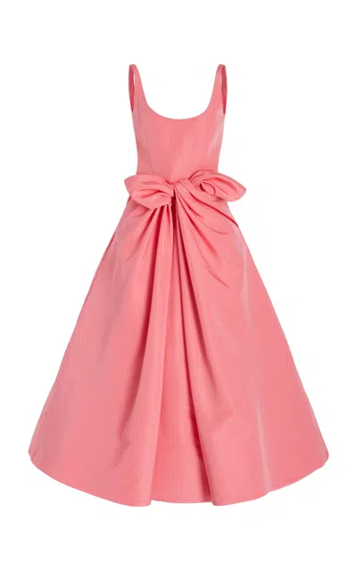 Oscar De La Renta Bow-detailed Faille Midi Dress In Rouge