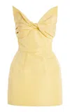 Oscar De La Renta Bow-detailed Faille Cocktail Dress In Yellow
