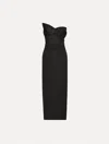 Oscar De La Renta Bow-detailed Wool Gabardine Gown In Black