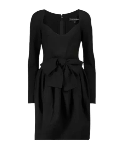Oscar De La Renta Bow-decorated Crepe Mini Dress In Black