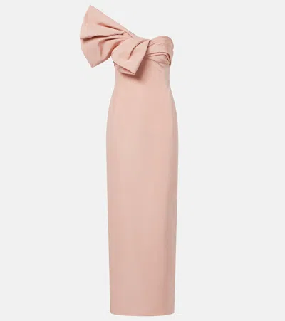 Oscar De La Renta Bow-detail Draped Silk Faille Gown In Brown
