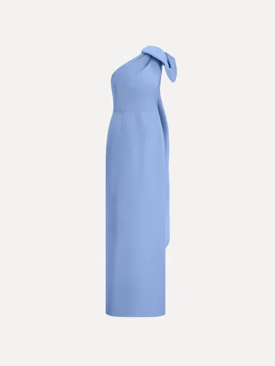 Oscar De La Renta Bow-detail Faille Column Gown In Blue