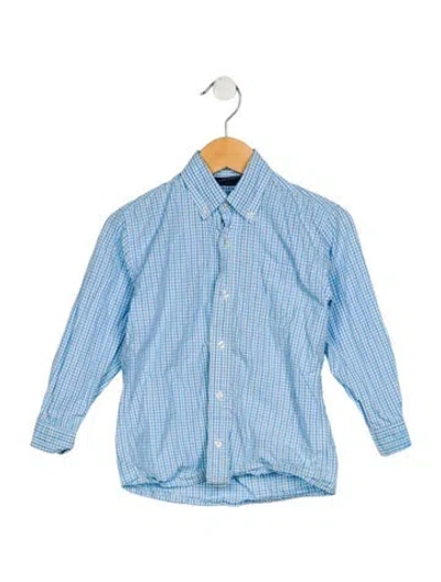 Pre-owned Oscar De La Renta Babies' Boys' Long Sleeve Button-up Shirt In Blue