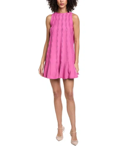 Oscar De La Renta Braid Detail Trapeze Knit Sweaterdress In Pink