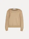 Oscar De La Renta Braided Neckline Pullover In Brown