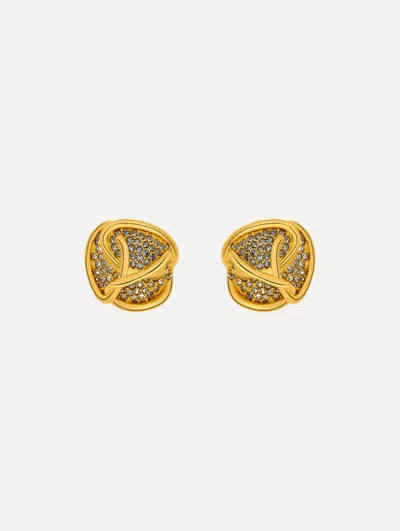 Oscar De La Renta Braided O Pav Earrings In Gold