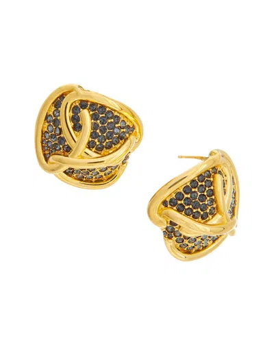 Oscar De La Renta Braided O Pave Stud Earrings In Gold