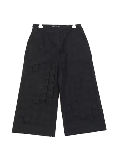 Pre-owned Oscar De La Renta Broderie-anglaise Trousers In Black