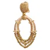 Oscar De La Renta Bronze Gold Beaded Coil Big Hoop Clip On Earrings Pair In Gold